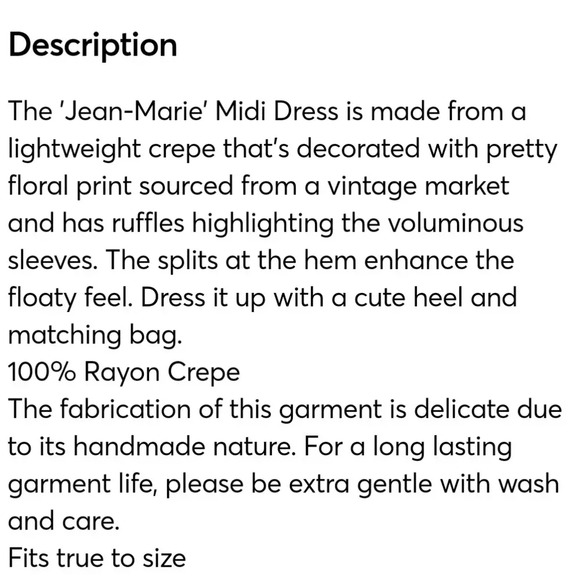 Faithfull The Brand Jea Marie Puff Sleeve Feminine Midi Sundress Dress Sz Small - Picture 15 of 16